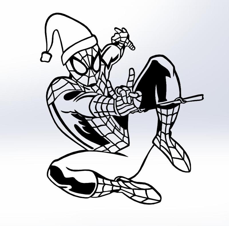 Line art spider man, christmas spider man, wall art spider man, 2d art spider man, Navidad