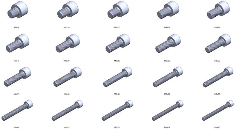 M8 screws DIN 912 VG + M8 nut DIN934 Nut Screw