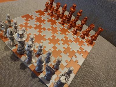 Chess Board Puzzle & Box for Organic Chess Pieces