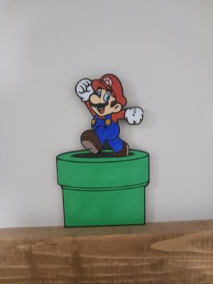 2D Mario with Warp Pipe Wall/Shelf Decor