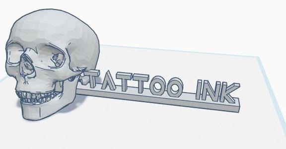 Logo Tattoo INK en 3D con calavera