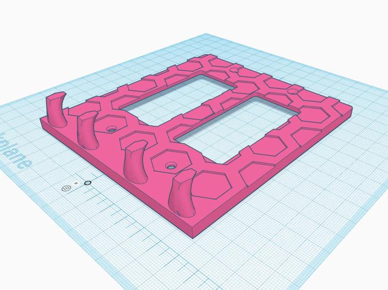 decora 2 gang wall plate, with key hooks hex facia