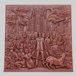 Metropolis 3d printer relief medallion obj stl