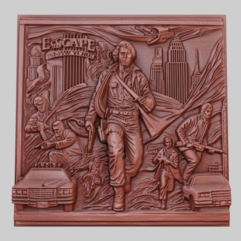 Escape from New York 3d printer relief medallion obj stl