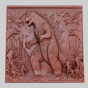 Godzilla 3d printer relief medallion obj stl