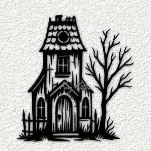 haunted house tree wall art home decor