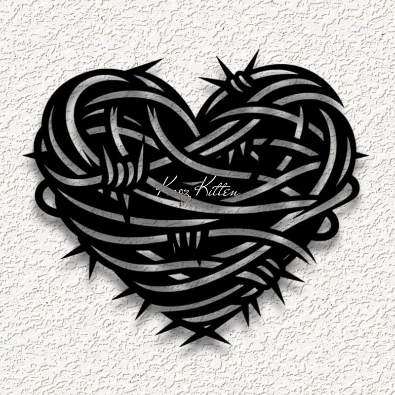 barb wire heart gothic wall art home decor