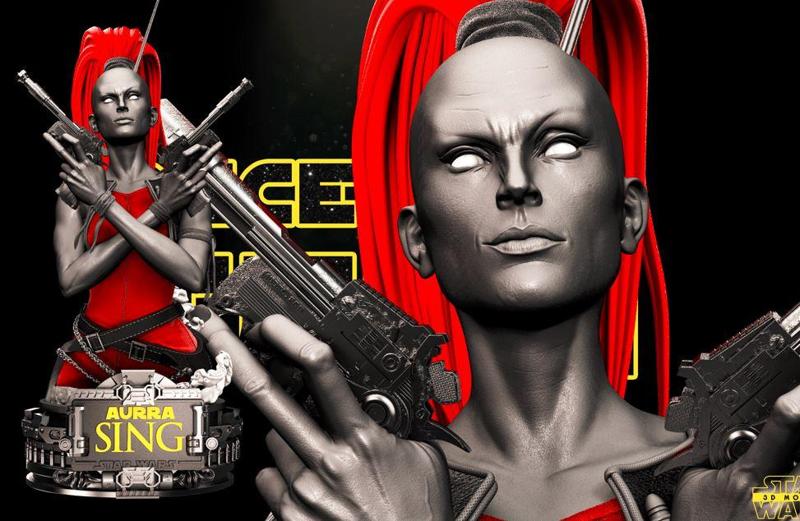 Aurra Sing Bust - Star Wars 3D Models - Tested and Ready for 3D printing