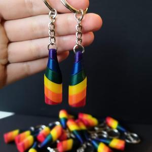 Pride rainbow bottle keychain