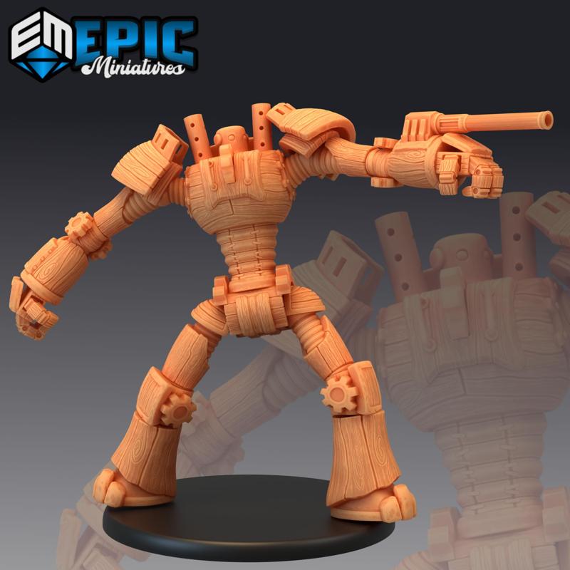 Wood Construct Shooting / War Machine / Steampunk Tech Battle Robot