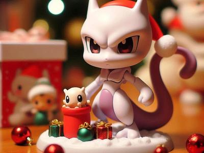 Chibi Mewtwo and Polochon christmas 