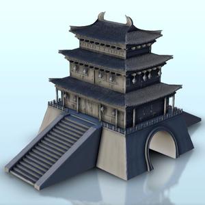 Two-stories palace with double-stairs 3 - China Asia Japan Warhammer Age of Sigmar