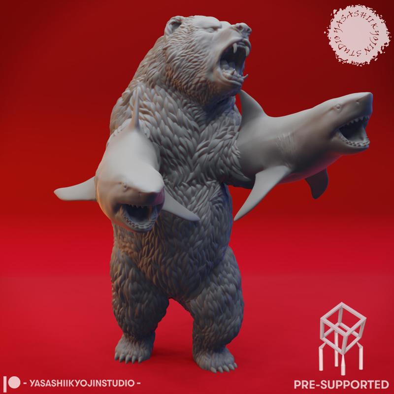 Sharkenbear  - Tabletop Miniature (Pre-Supported)