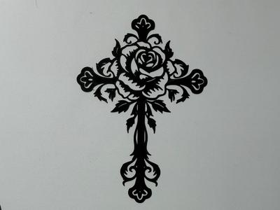 pink silhouette on a cross (wall art)