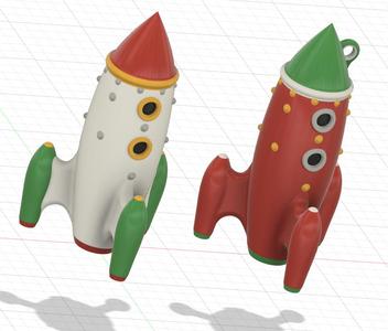 Retro Christmas Rocket Ornament - Decoration
