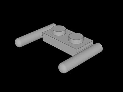Lego Compatible (3839a.dat) Plate  1 x  2 with Handles Type 1   