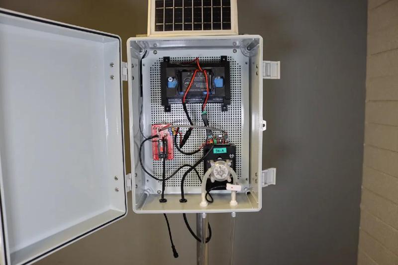Solar Controller (HUINE) Mount for Low-Cost IoT Water Sampler   