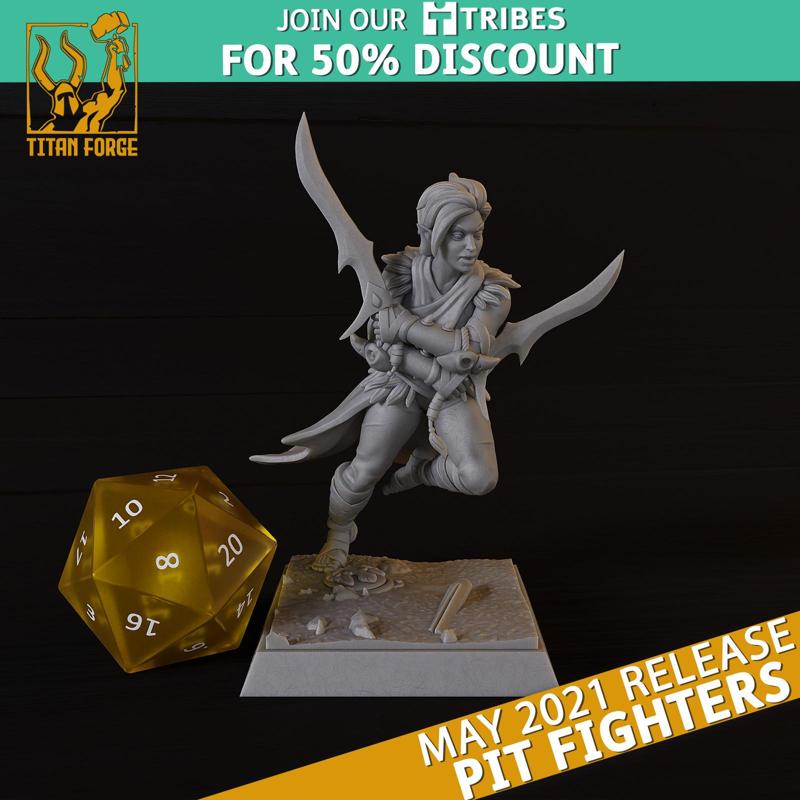 Evelyn No Mercy Pierce - Pit Fighters - Titan Forge Miniatures May 2021