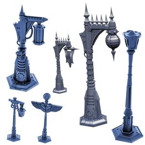 Grimdark Street lights and Sci Fi Cyberpunk Street Lights