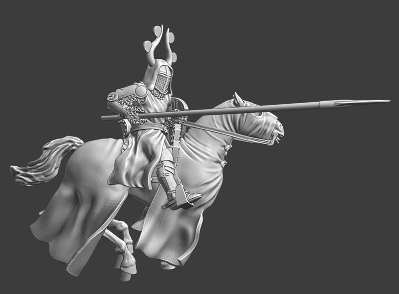 Medieval Danish King Valdemar charging on horse