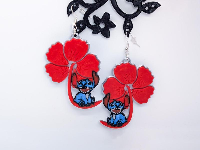 Stitch Hibiscus Earrings