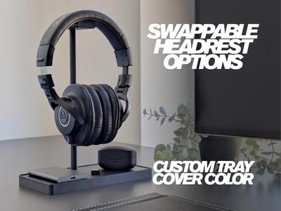 Minimalist Headphone Stand with Catch-All Tray