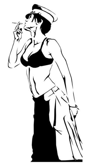 Smoking girl stencil