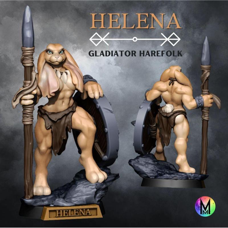 Helena the Harefolk Barbarian Gladiator (anthro rabbit) - Harengon Barbarian