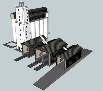 HO Scale Concrete Grain Elevators