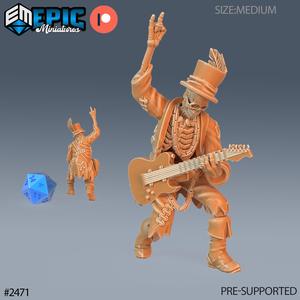 Skeleton Musician Guitar / Undead Music Performer / Walking Dead / Evil Army / Graveyard Encounter