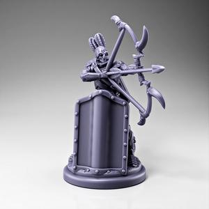 Skeleton - Armored Archer - Bone Longbow - Bowstring Drawn Right + Pavise Cover
