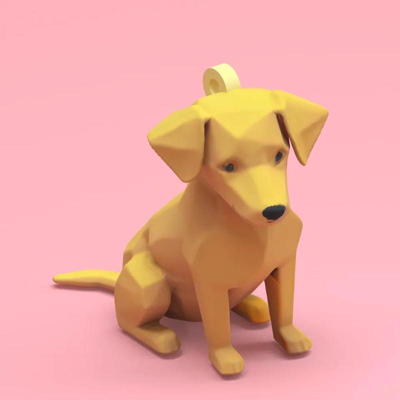 Low poly dog keychain   