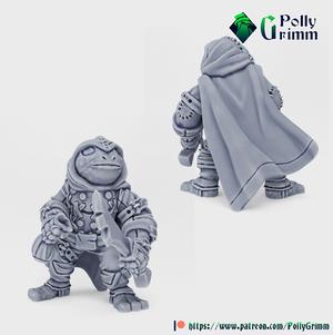Tabletop fantasy miniature. Frogfolk grung set. Rogue thief