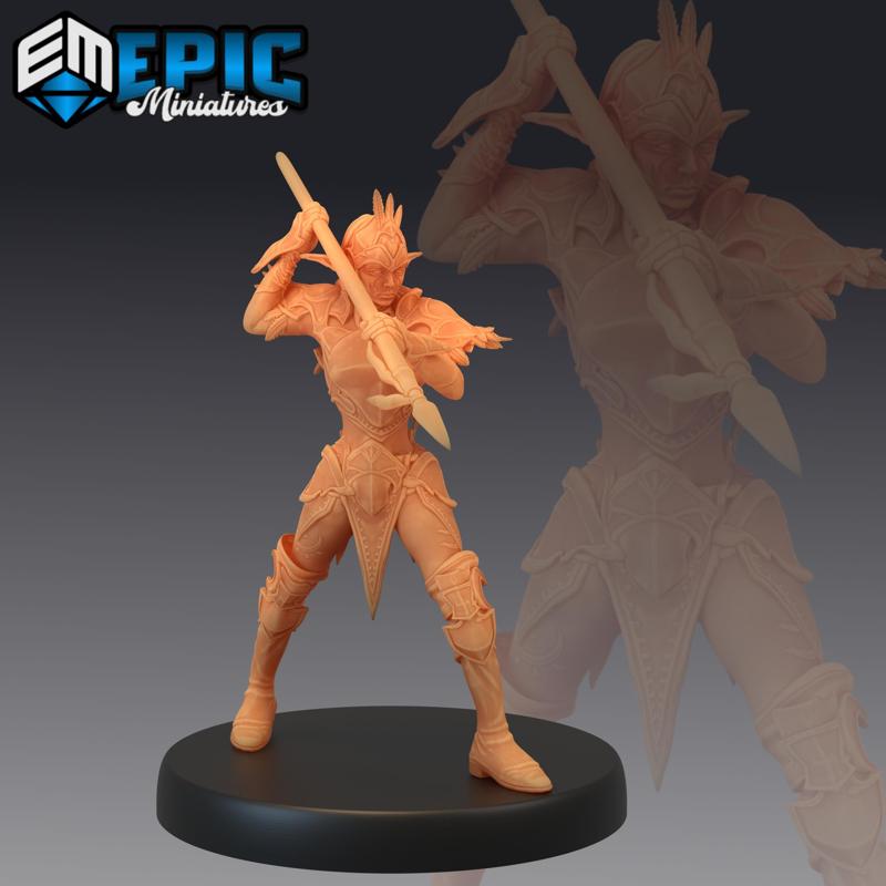 Elven Moon Runner Spear - Female Elf Warrior - Elvish Tribe