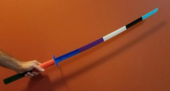 Interlocking Katana including dowels, pre-arranged