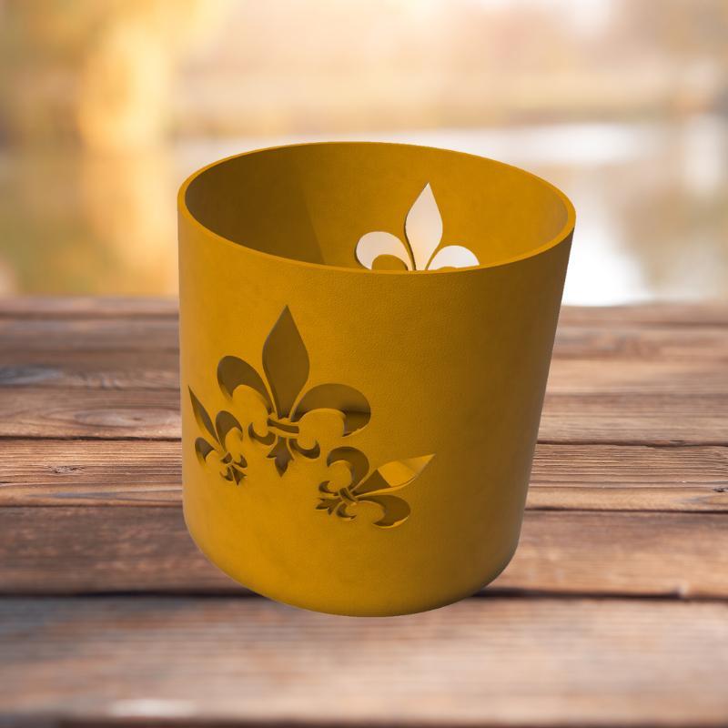 Fleur de Lys candle jar