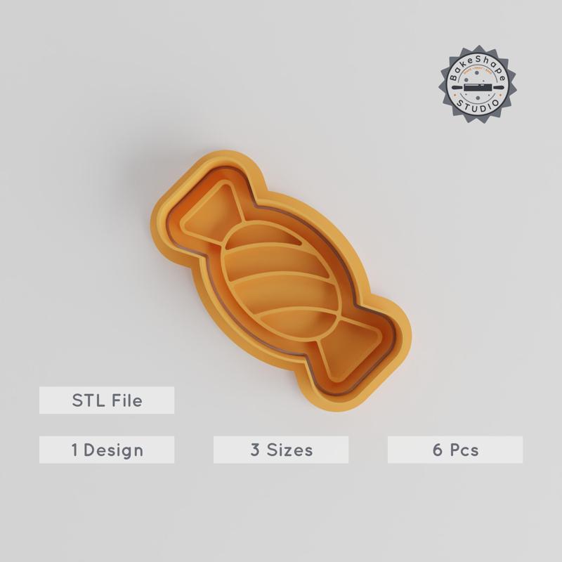 Candy Shape Cutter & Stamp Set, Perfect for Cookies & Fondant, 3 Sizes, 6-Piece Collection