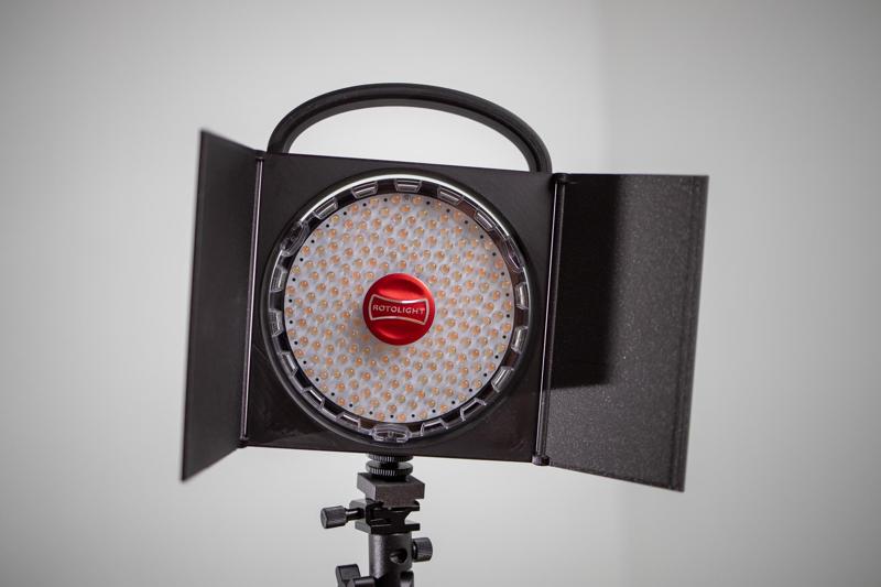 Frame to Rotolight Neo2 with handle and to barndoors.