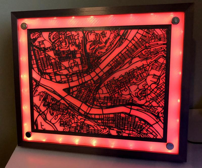 Downtown Pittsburgh Streets - LED Shadowbox