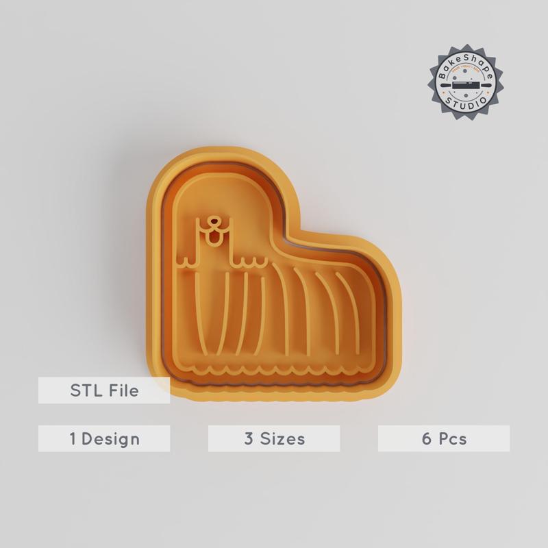 Komondor Cookie Cutter & Stamp Set, Sheepdog Shape, Fondant Mold, Hungarian Furry Dog, 6 Pieces, Sizes S/M/L PRODUCT_5340