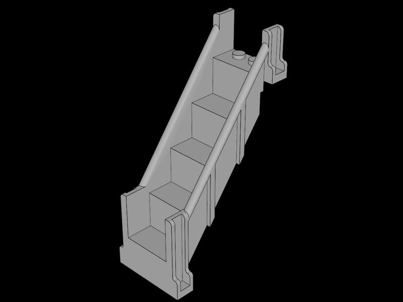 Lego Compatible (4784.dat) Staircase  4 x  6 x  7.333 Enclosed Straight