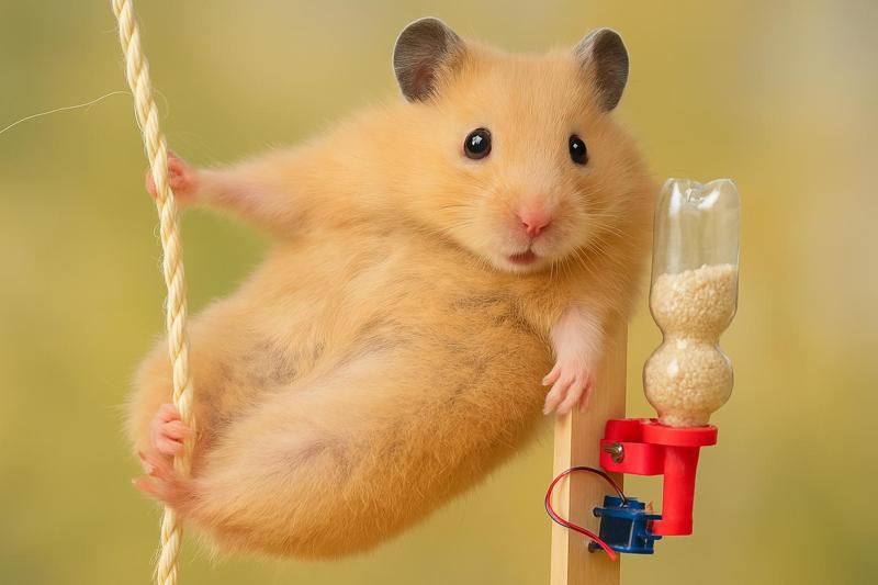 Haustierfütterautomat für Wellensittiche, Hamster, Meerschweinchen usw. mit Zeitsteuerung und Arduino oder ESP mit PET-Flasche als Behälter