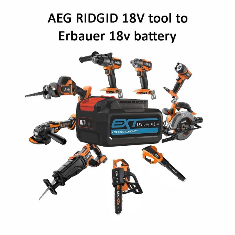 Erbauer-SKIL 18-20V PWRCORE battery to 18V RIDGID AEG tool