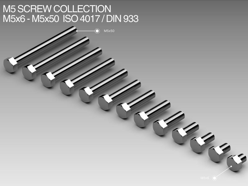 M5 Screw Collection M5x6-M5x50 ISO 4017 / DIN 933