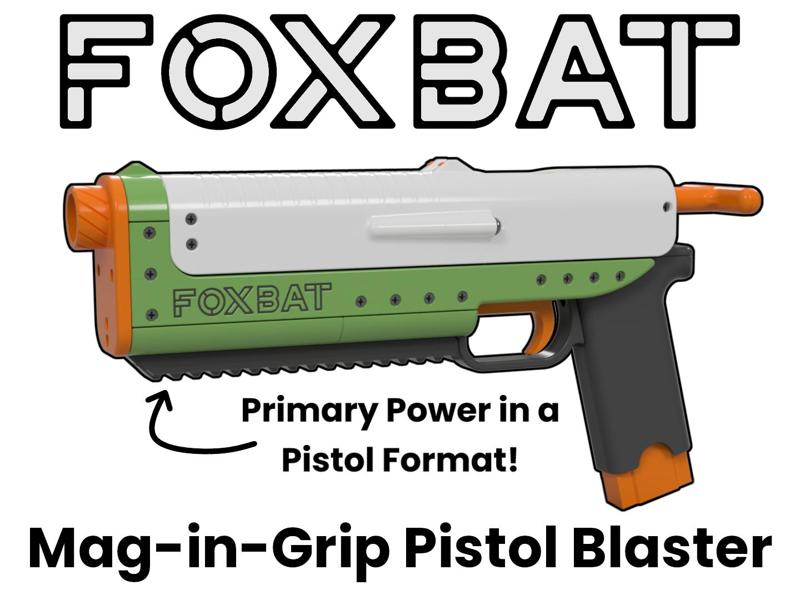 Foxbat - Mag-in-Grip Handcannon Pistol (Printed Nerf Blaster)