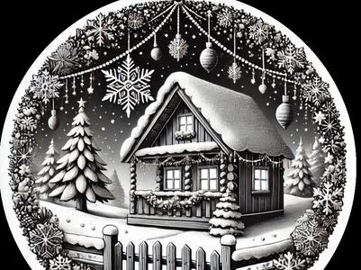 Christmas Tree Ornament Bauble - Winter Cottage