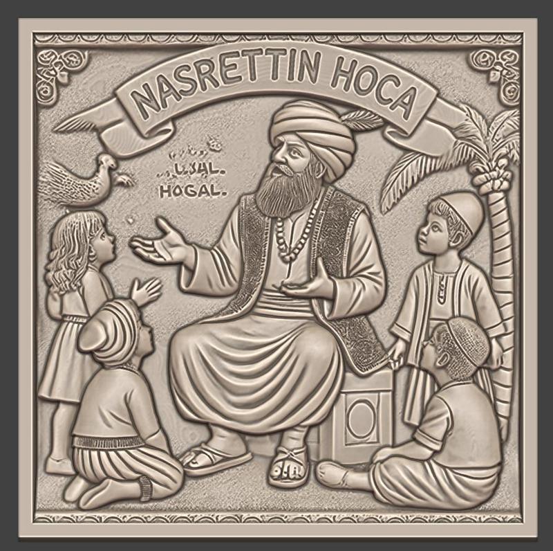 Nasrettin Hoca Storytelling Session Bas Relief, Bas-Relief, 3d Print, CNC Stl Model