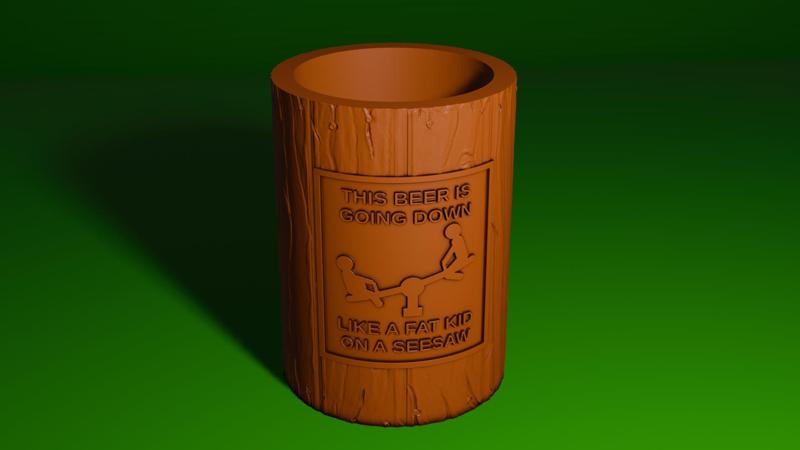 Fat Kid on a Seesaw Beer Can Koozie