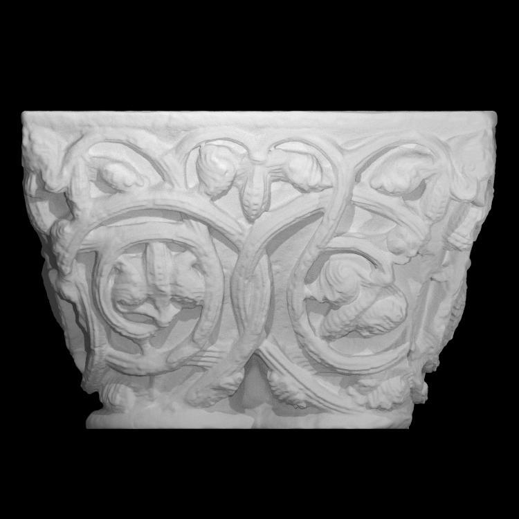 Capital - Large Foliage Scrolls Containing Grained Fruit