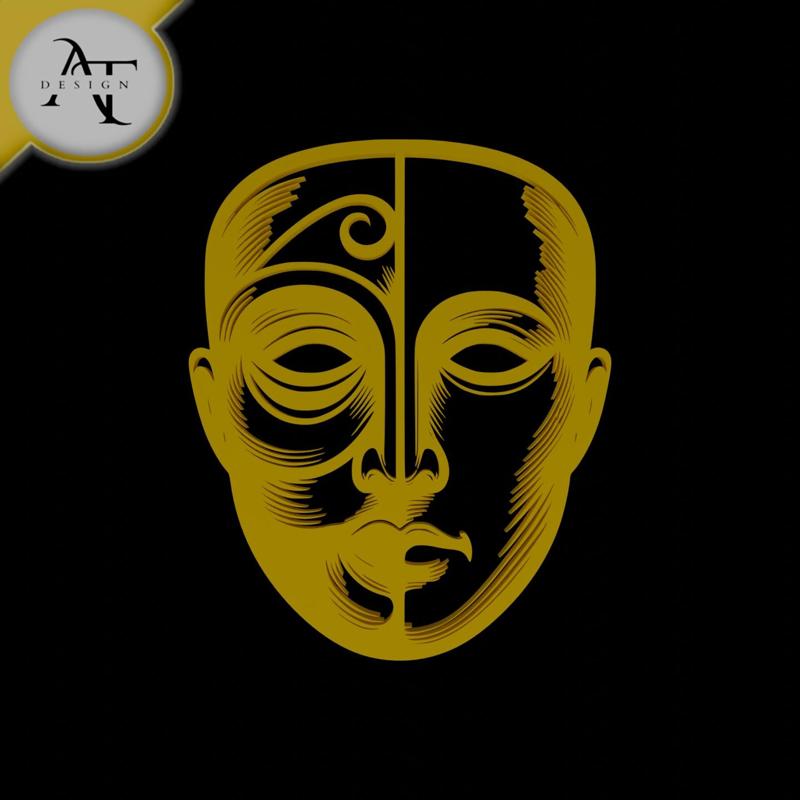 Mask Two Side - Silhouette - 2D Wall Art Decor